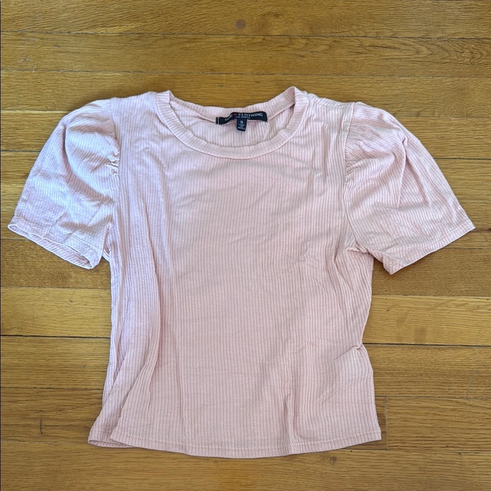 One Clothing Pink Puff Sleeve Fitted Tee